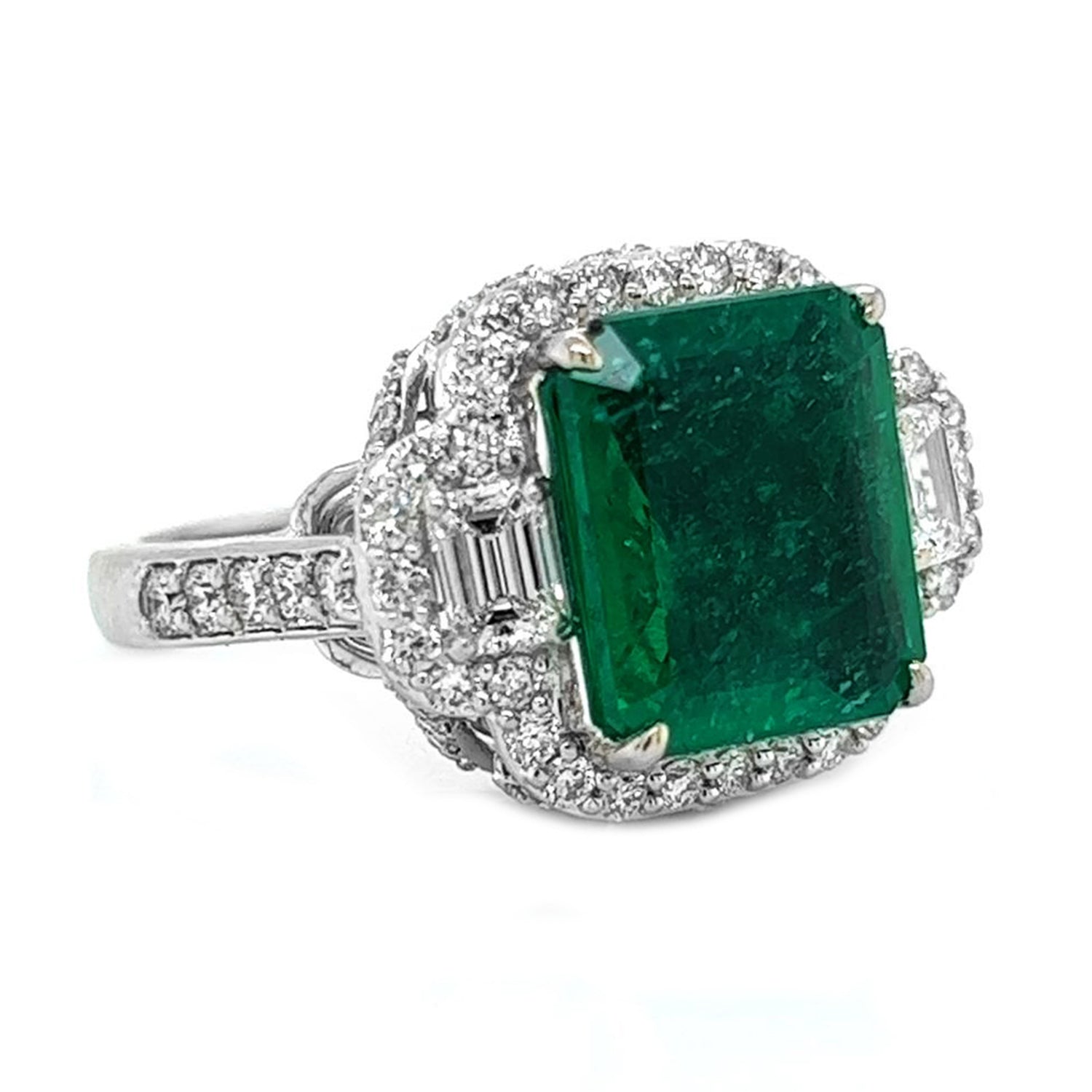 6.23 Carat Natural Mined AGL Certified Emerald Diamond 18KT White Gold