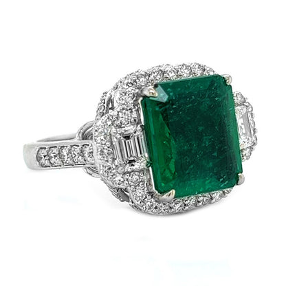 6.23 Carat Natural Mined AGL Certified Emerald Diamond 18KT White Gold