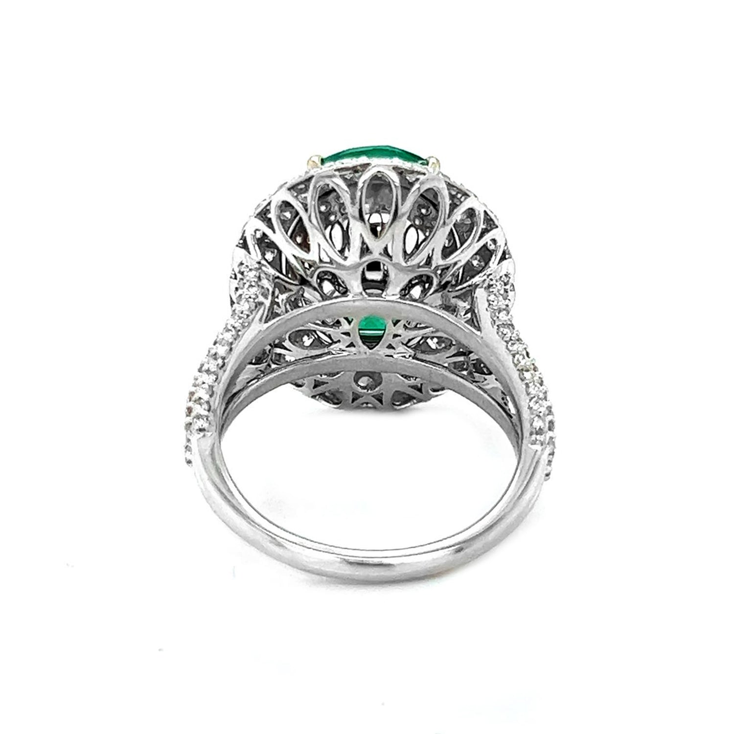 9.87 Carat Natural Mined Diamond Emerald Diamond Halo 18KT White Gold