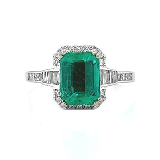 Natural Emerald and Diamond Cocktail Ring, in White Gold