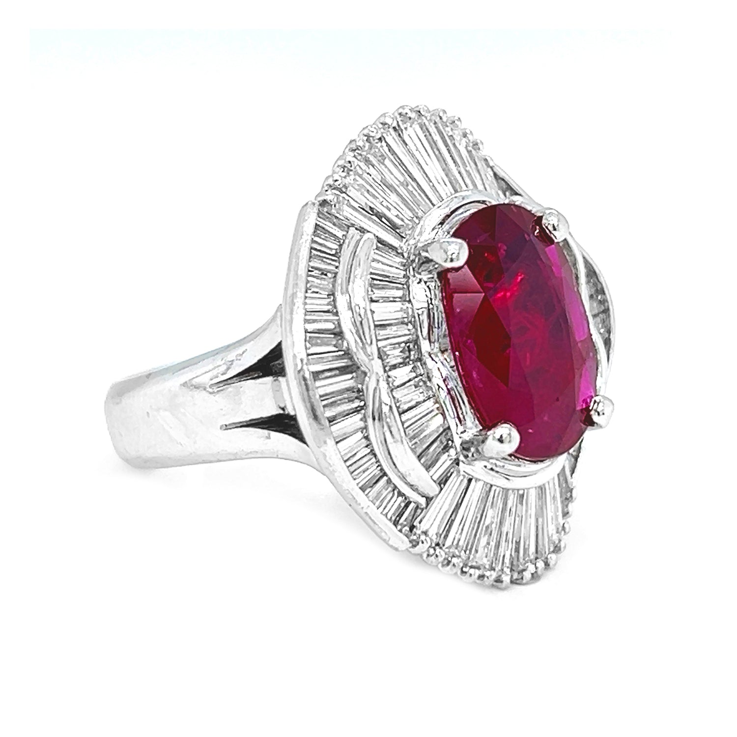 3.57 Carat Natural Mined GIA Certified Diamond Ruby 18KT White Gold