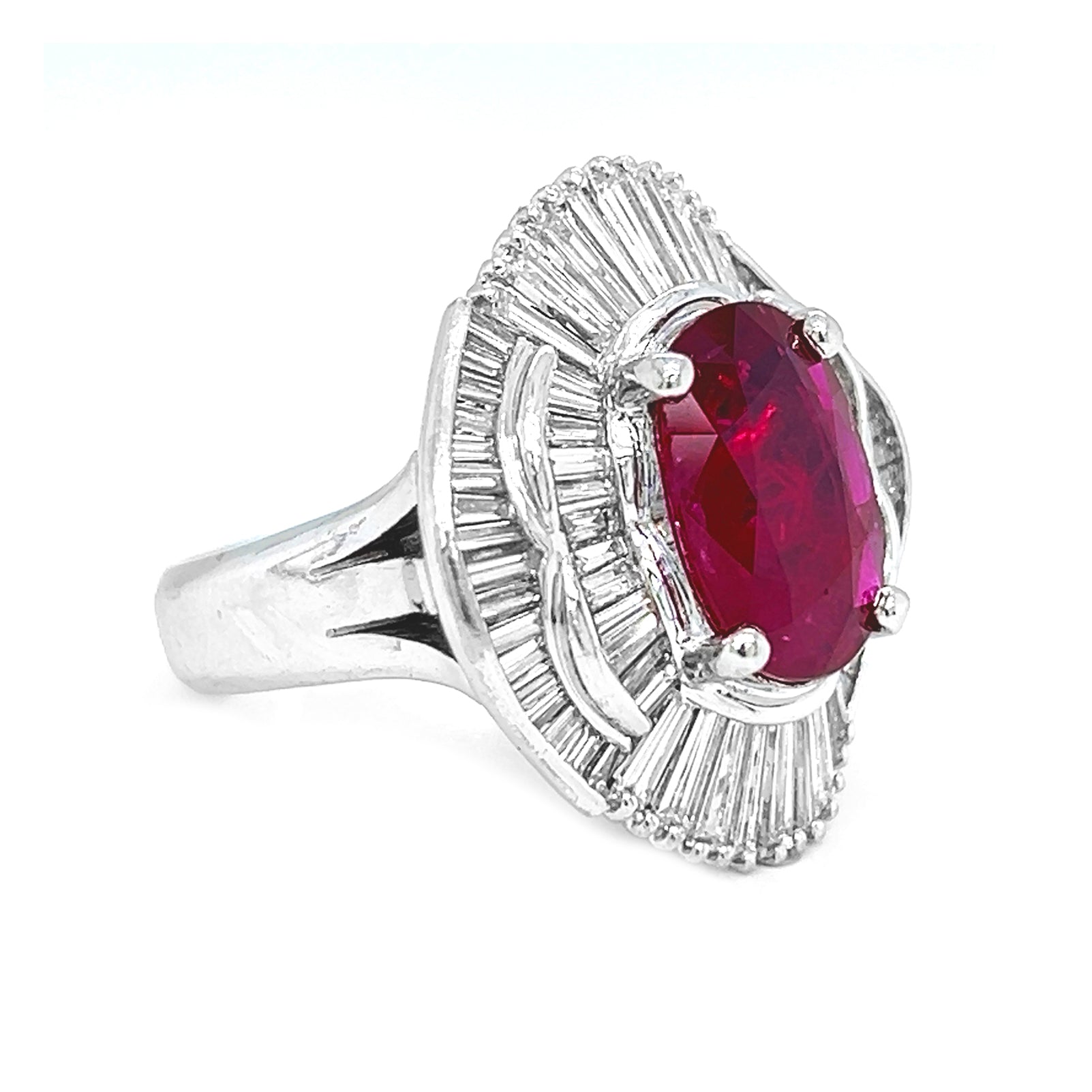 3.57 Carat Natural Mined GIA Certified Diamond Ruby 18KT White Gold