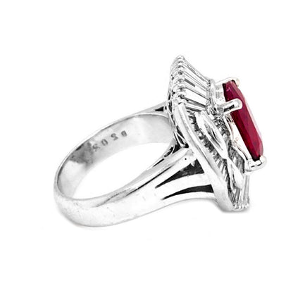 3.57 Carat Natural Mined GIA Certified Diamond Ruby 18KT White Gold