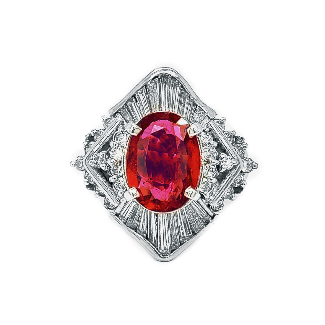 4.63 Carat Natural Mined GIA Certified Diamond Ruby Platinum