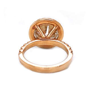 Natural Mined Round Cut Cognac Diamond Halo Rose Gold Ring