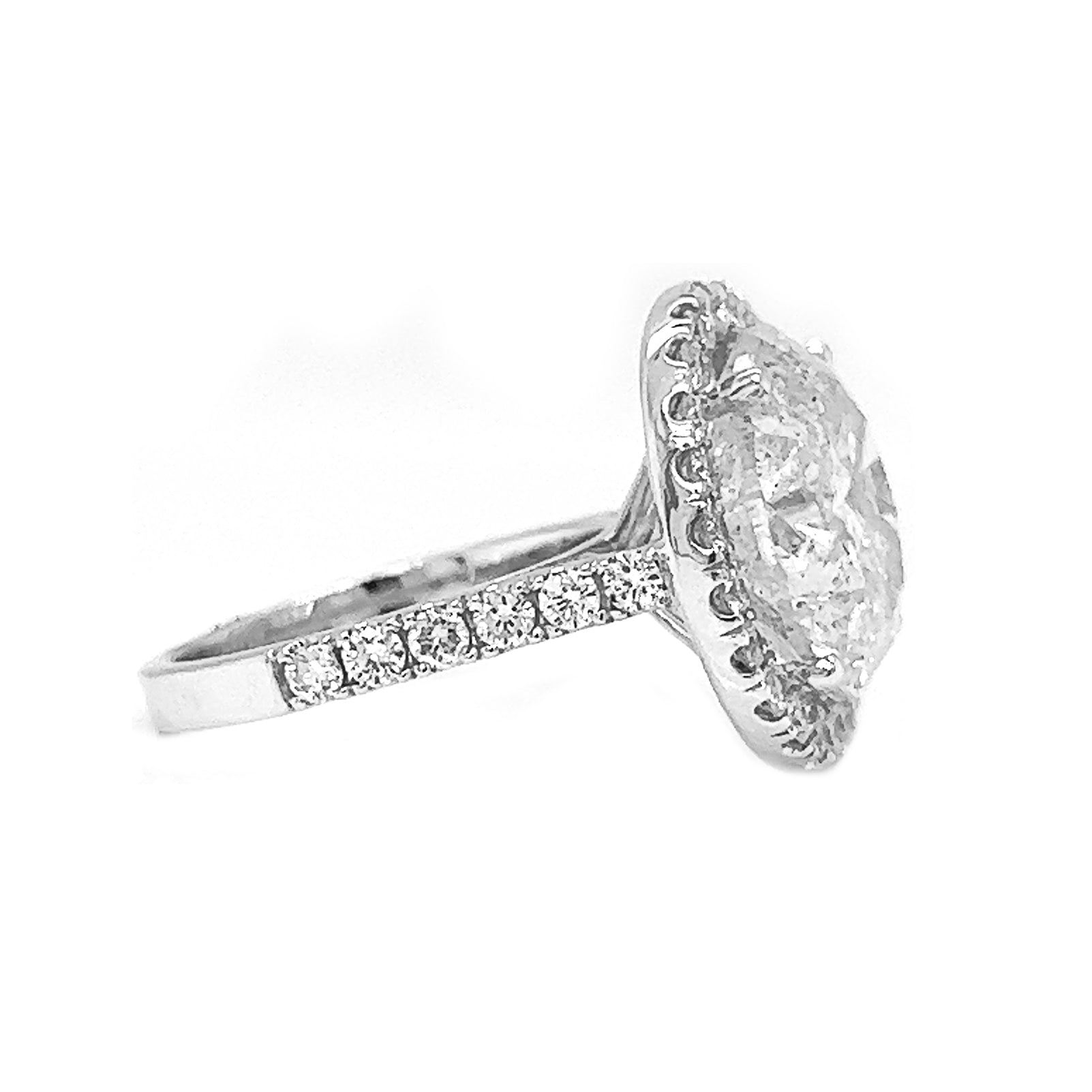 12.26 Carat Natural Mined Diamond Halo 14KT White Gold Ring