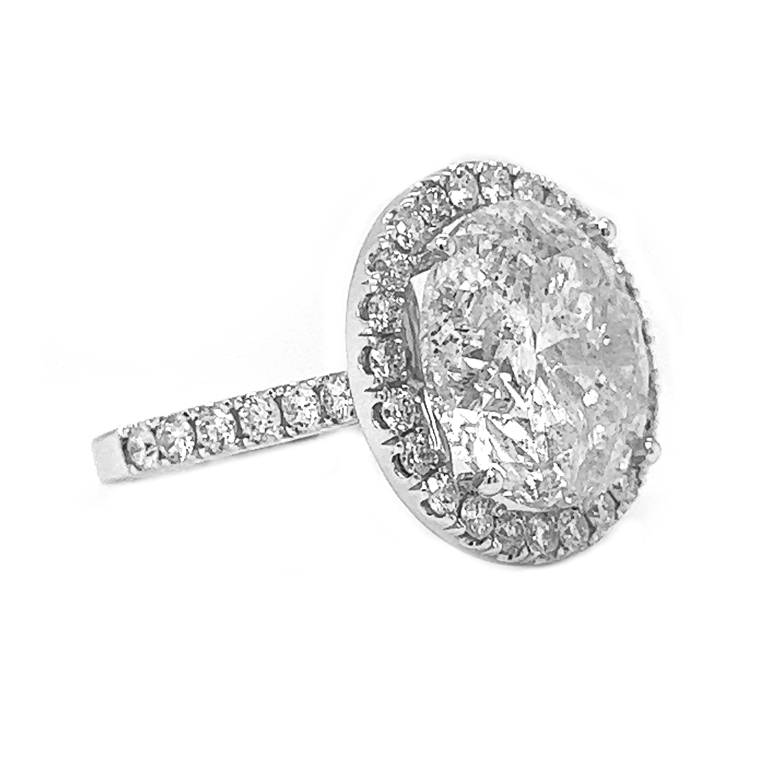 12.26 Carat Natural Mined Diamond Halo 14KT White Gold Ring