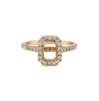 Natural Mined Diamond Halo Semi Mount Ring Yellow Gold