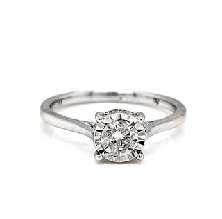 Natural Mined Round Diamond Illusion Solitaire Ring White Gold