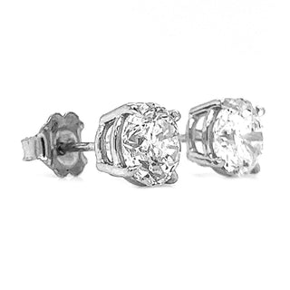 2 Carat Natural Mined Round Diamond Earring Studs White Gold GIA