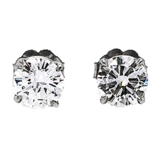 Natural Round Diamond Earring GIA Certified Studs, in  White Gold