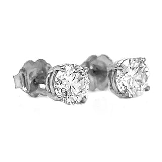 Natural Round Diamond Earring GIA Certified Studs, in White Gold