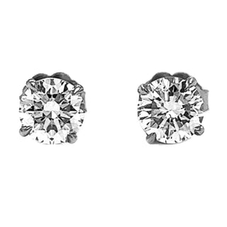 Natural Round Diamond Earring GIA Certified Studs, in White Gold