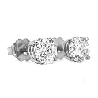 Natural Round Earring EGL Certified Studs, in White Gold