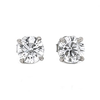 Natural Round Earring EGL Certified Studs, in White Gold