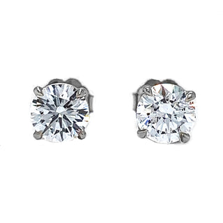 1.42 Carat Natural Mined Round Earring GIA Certified Studs 14KT White Gold