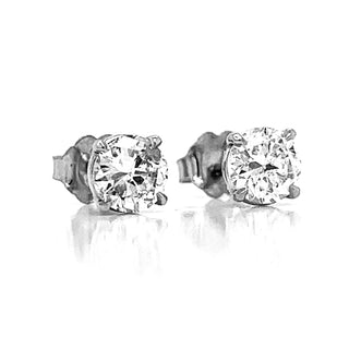 1.35 Natural Mined Round Diamond Earrings GIA Certified Studs 14KT White Gold