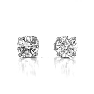 1.35 Natural Mined Round Diamond Earrings GIA Certified Studs 14KT White Gold