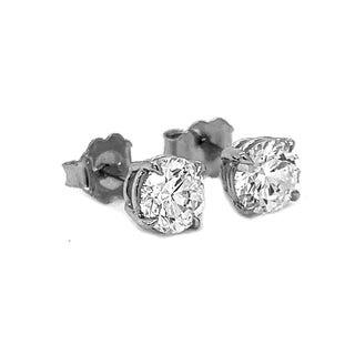 Natural Round Diamond Earring Studs, in White Gold