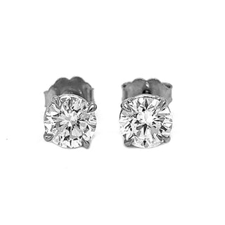 Natural Round Diamond Earring Studs, in White Gold