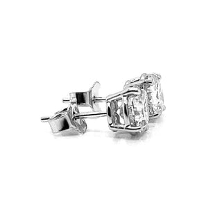 Natural Round Diamond EGL Certified Stud Earrings, in White Gold