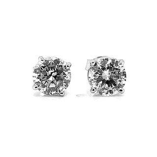 Natural Round Diamond EGL Certified Stud Earrings, in White Gold