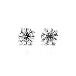 Natural Round Diamond  Earring Studs, GIA Certified, in White Gold