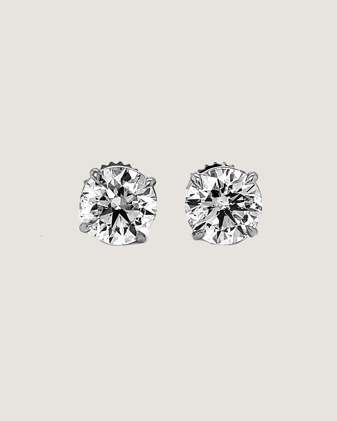 4 Carat Natural Mined Round Diamond Earrings 14KT White Gold