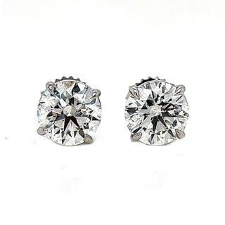 Natural Round Diamond Stud Earrings, in White Gold