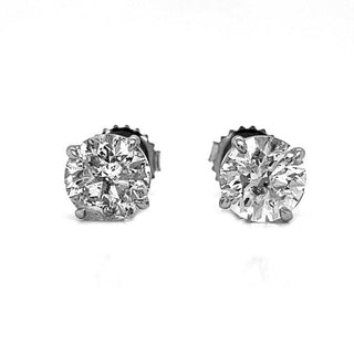 Natural Diamond Round  Earring Studs, in White Gold