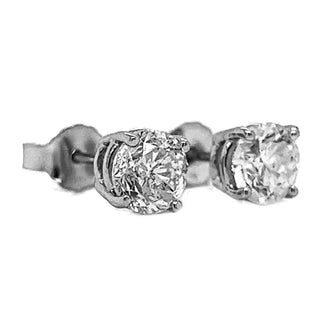 Natural Mined Diamond Round Cut Stud Earrings White Gold