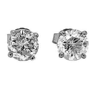 Natural Mined Diamond Round Cut Stud Earrings White Gold