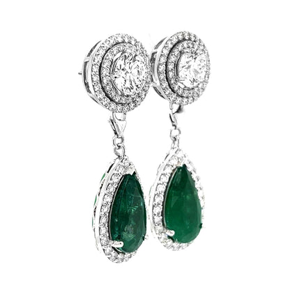 17.33 Carat Natural Mined Emerald Diamond GIA Certified Drop Dangle 18KT White Gold