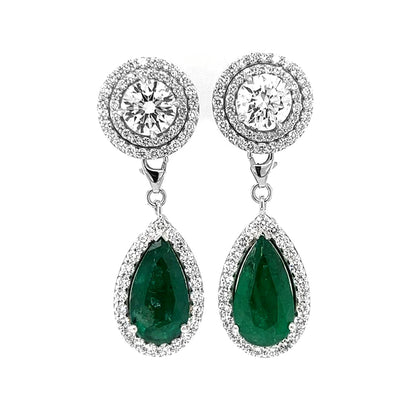 17.33 Carat Natural Mined Emerald Diamond GIA Certified Drop Dangle 18KT White Gold