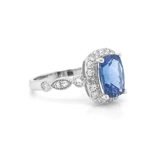 Natural Tanzanite and Natural Mined Diamond Bridal Gold Cocktail Ring