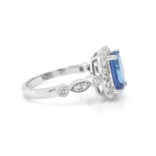 Natural Tanzanite and Natural Mined Diamond Bridal Gold Cocktail Ring