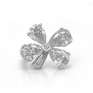 Lucky Charm Pear Shaped Diamond 4 Leaf Clover Ring