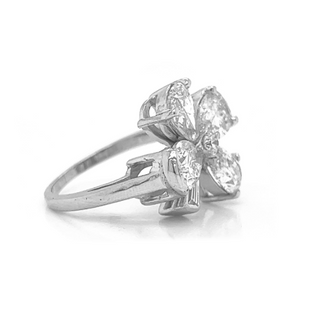 Lucky Charm Pear Shaped Diamond 4 Leaf Clover Ring