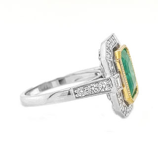 Natural Emerald and Diamond Ring, in  Two-Tone Gold